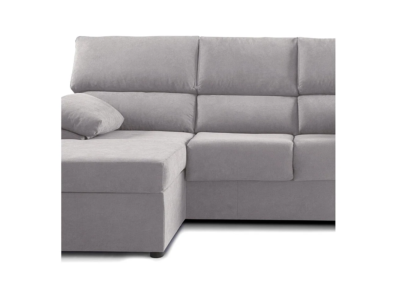 Sofá Chaise Longue reversible de 100x196x156 cm de tela antimanchas en gris claro Denver