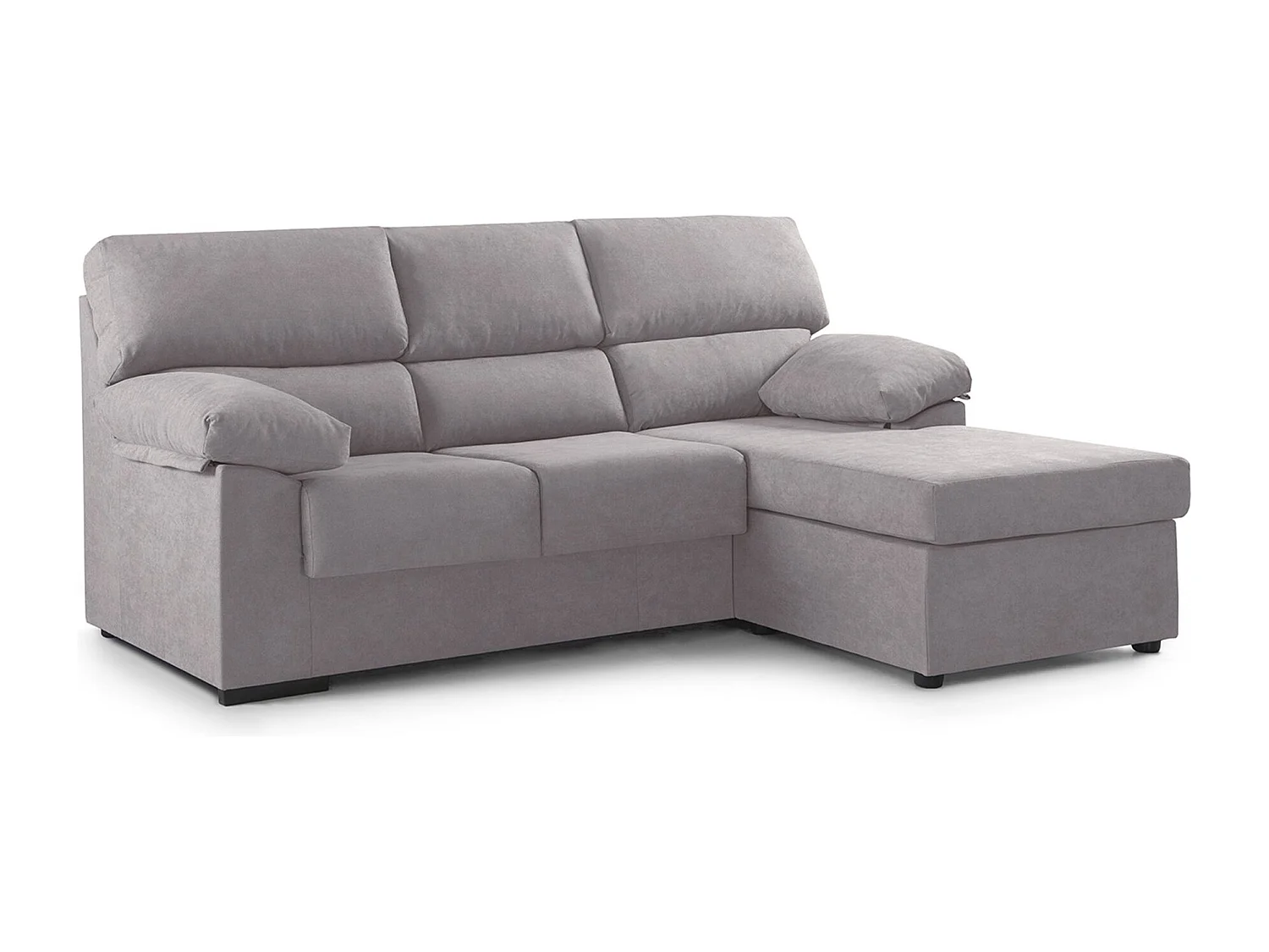 Sofá Chaise Longue reversible de 100x196x156 cm de tela antimanchas en gris claro Denver