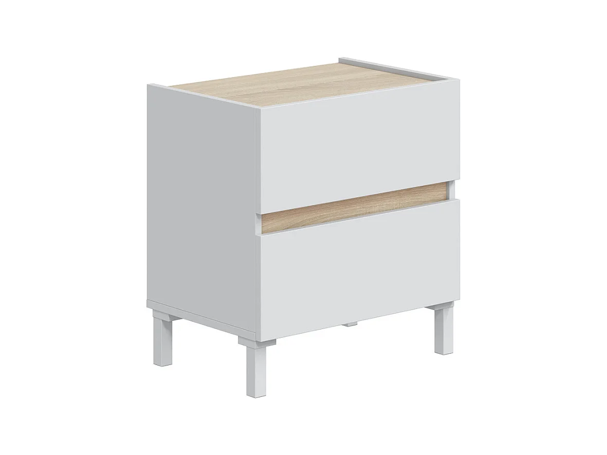 Pack de cabecero con 2 mesitas de noche de 127x260x35 cm en color blanco y beige Ébano