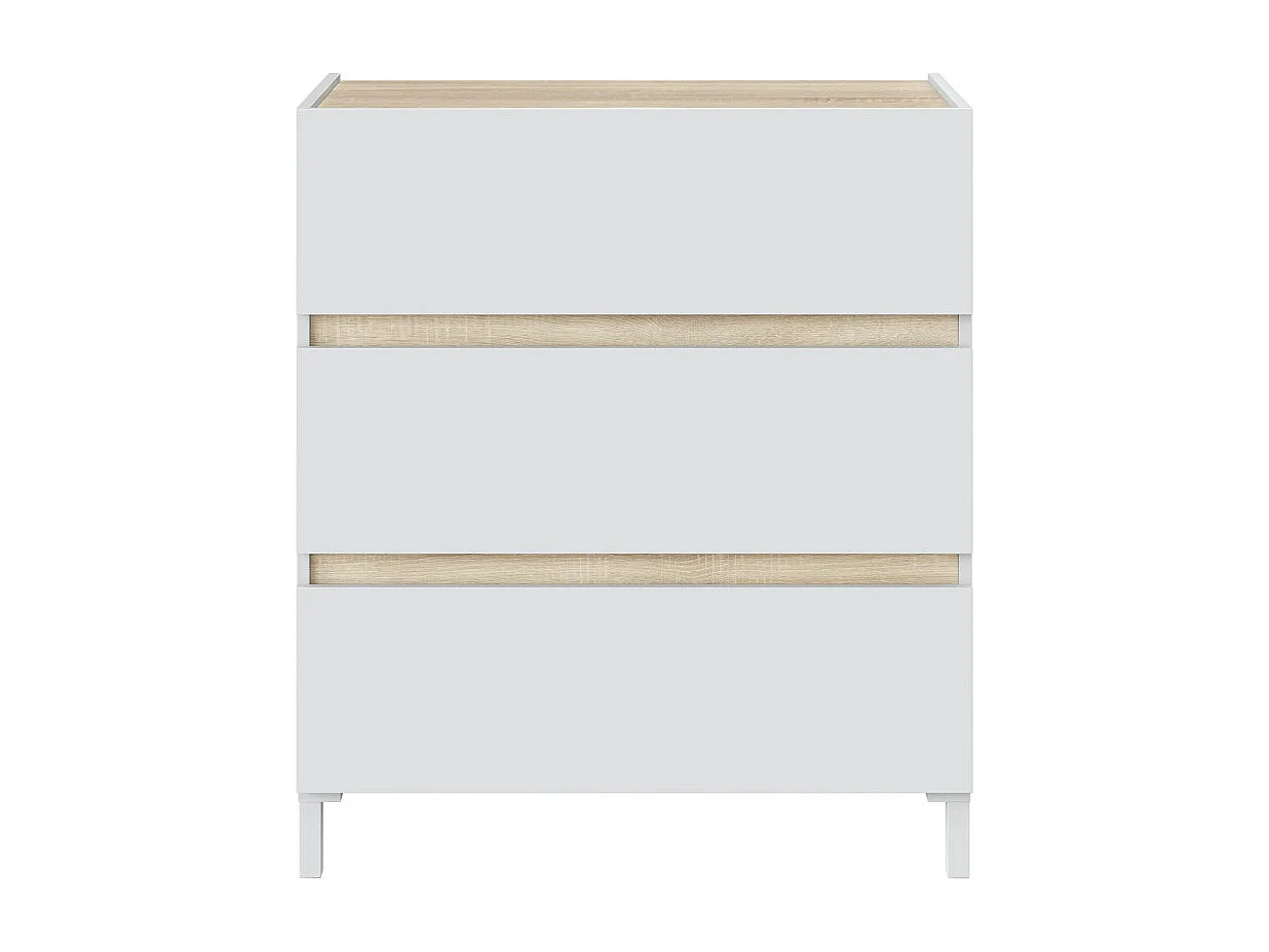 Cómoda de 91x79x41 cm con 3 cajones y guías metálicas en color blanco y beige Ébano