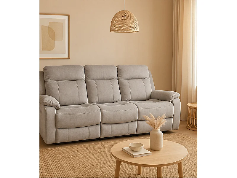 Sofá eléctrico de 3 plazas de 95x204x102 cm con mecanismo relax en color gris Reimon