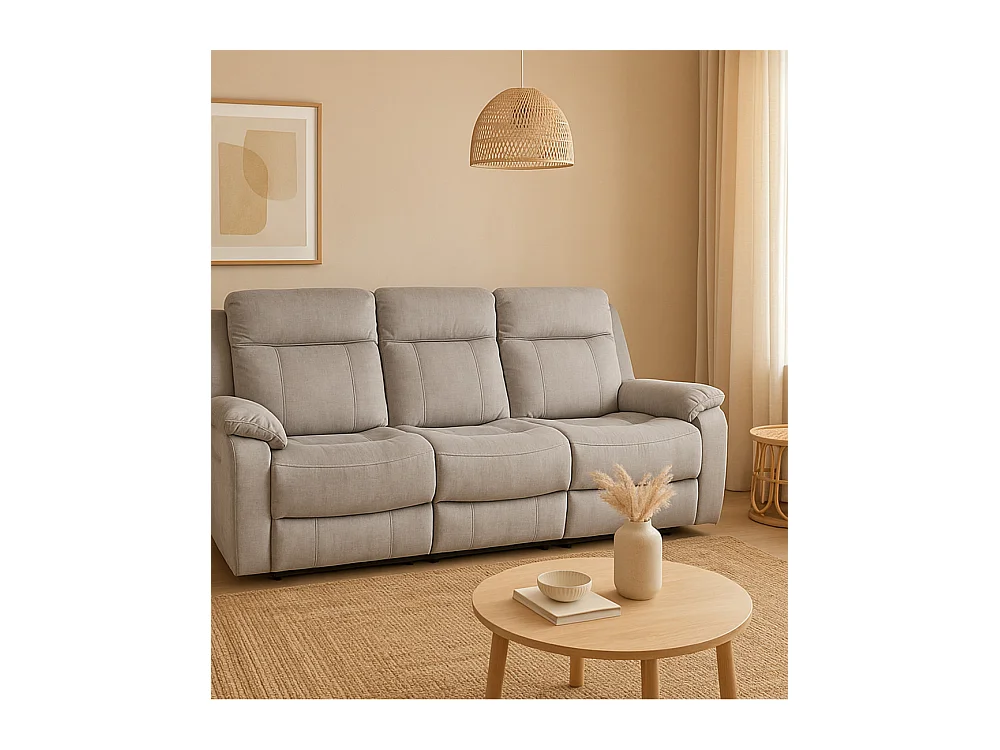 Sofá eléctrico de 3 plazas de 95x204x102 cm con mecanismo relax en color gris Reimon