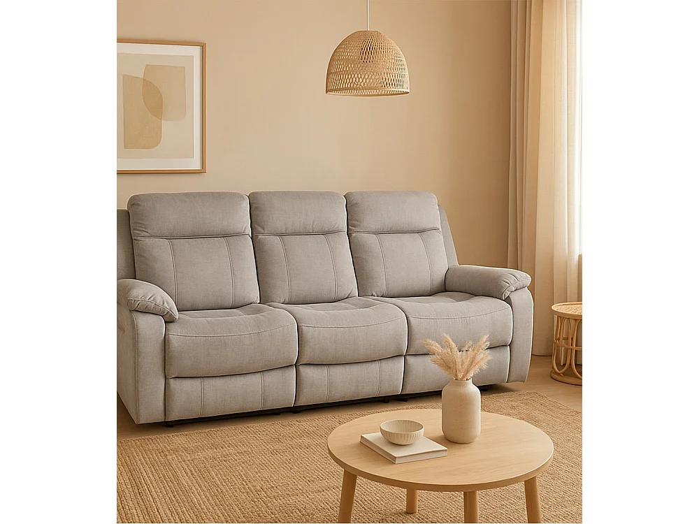 Sofá eléctrico de 3 plazas de 95x204x102 cm con mecanismo relax en color gris Reimon