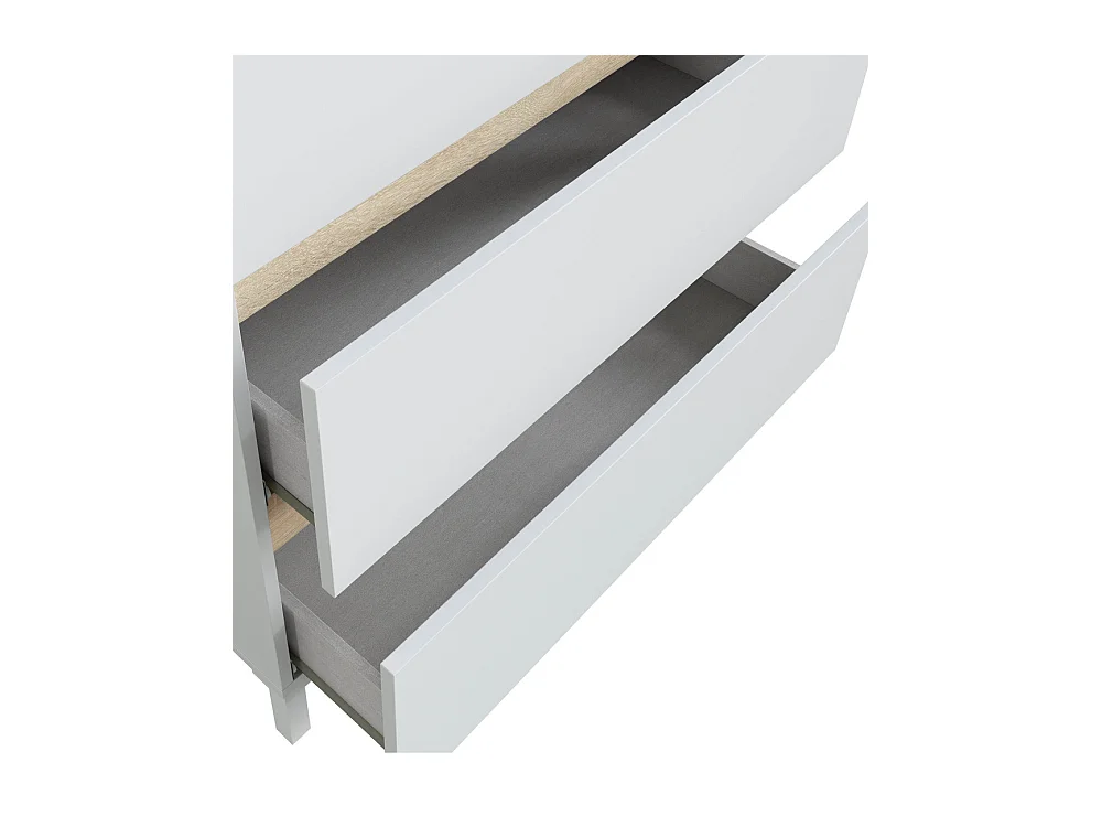 Cómoda de 76x71x40 cm con 3 cajones y patas de 10 cm en color blanco y beige Noive