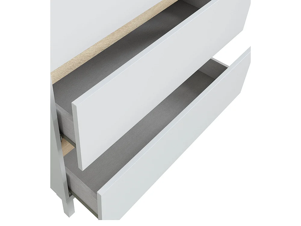 Cómoda de 76x71x40 cm con 3 cajones y patas de 10 cm en color blanco y beige Noive