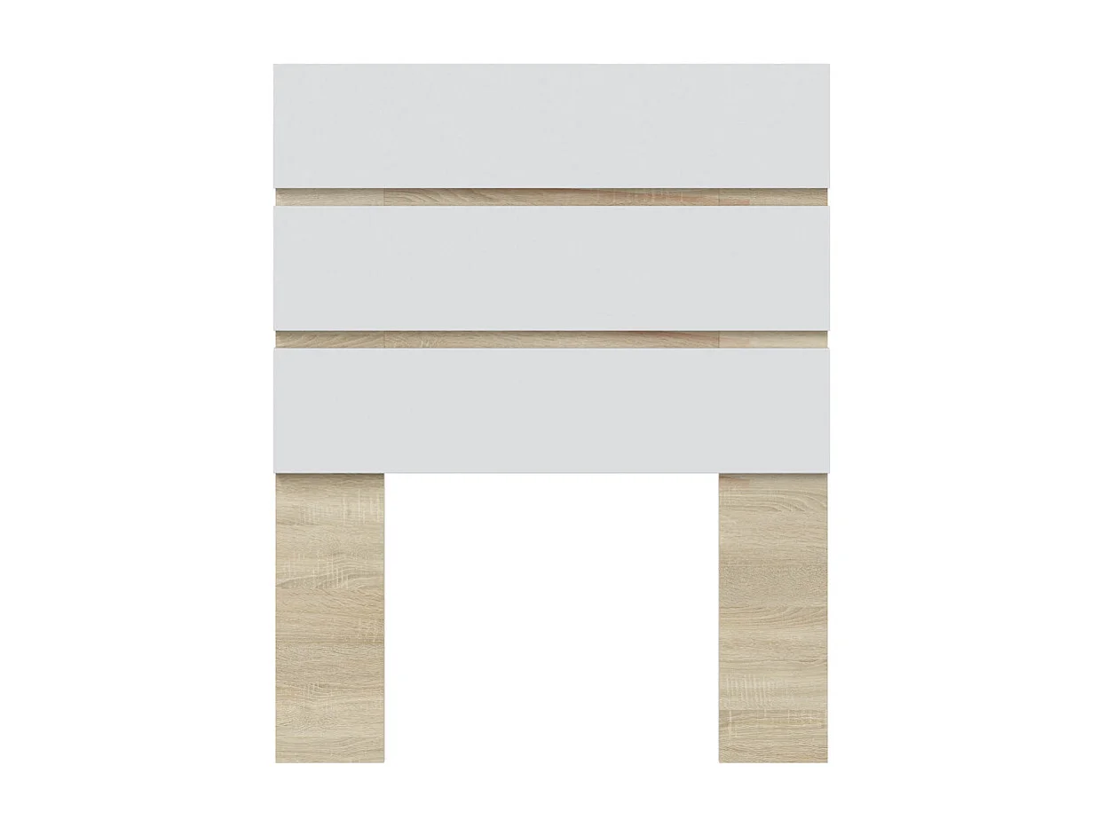 Cabecero de 126x100x3 cm para camas de 90 cm de melamina en color blanco y beige Ébano