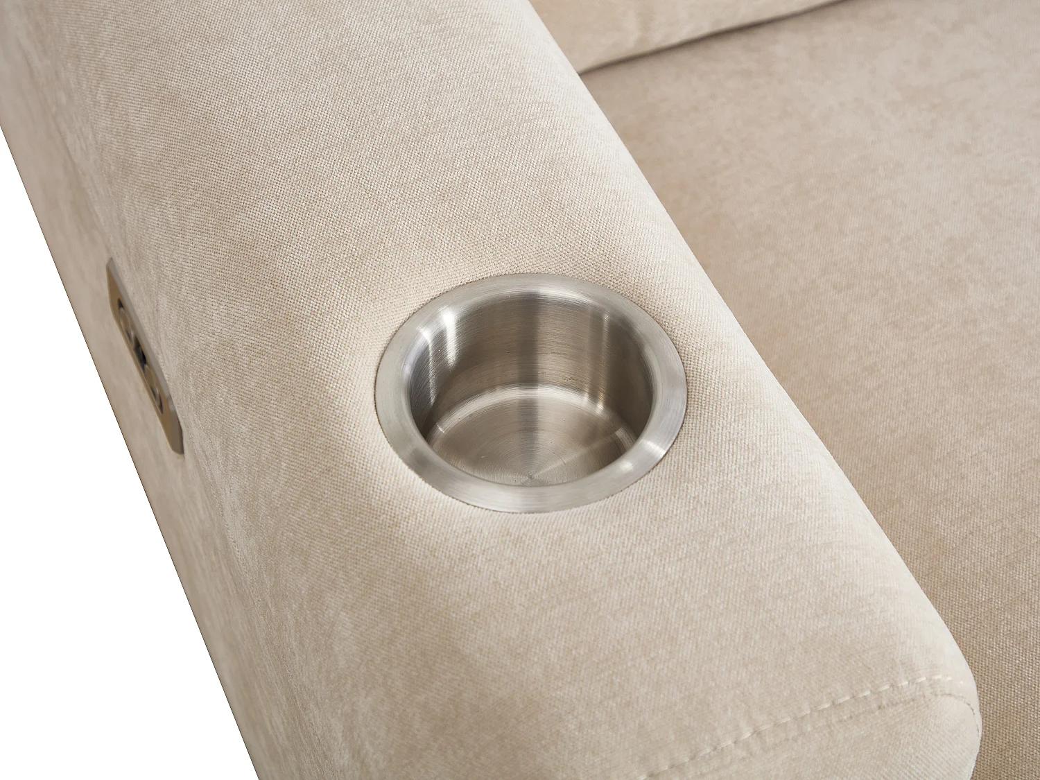 Canapé 3 places relax électrique assise profonde en tissu beige BERALDA