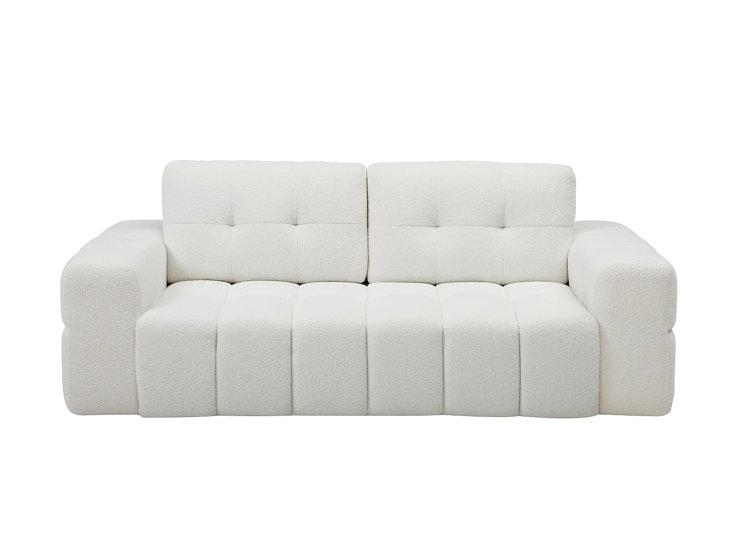 Canapé 2 places en tissu bouclette blanc SOPELANA