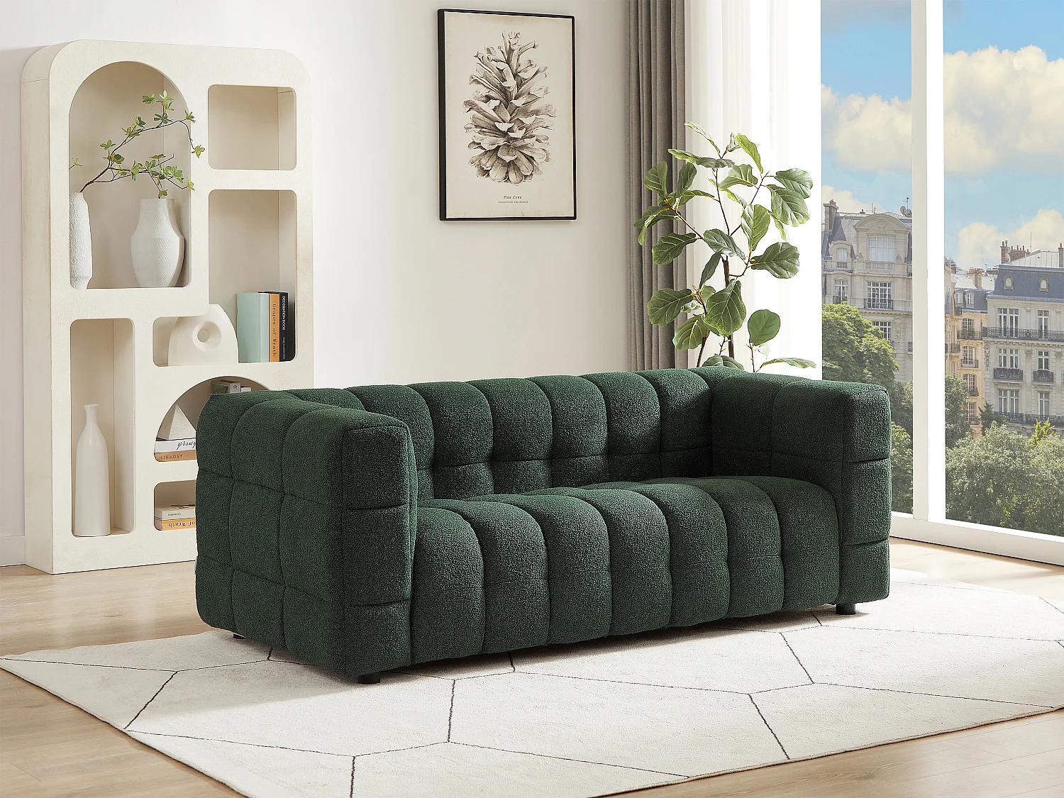 Canapé 2 places en tissu bouclette vert LERICI de Pascal Morabito