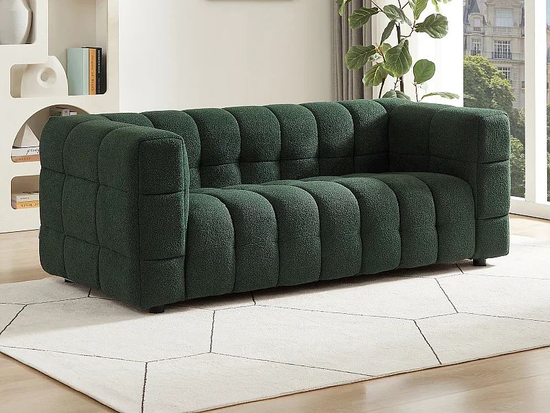 Canapé 2 places en tissu bouclette vert LERICI de Pascal Morabito