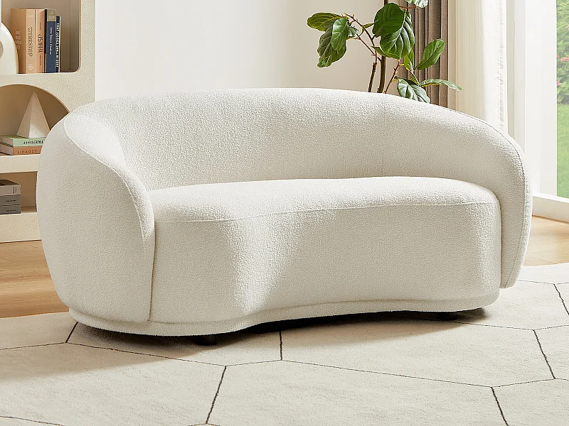 Canapé 2 places en tissu bouclette blanc ivoire BOVANA de Pascal Morabito