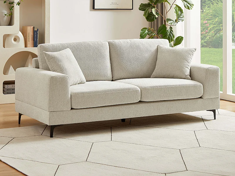 Canapé 2 places en tissu texturé beige JAMOLO