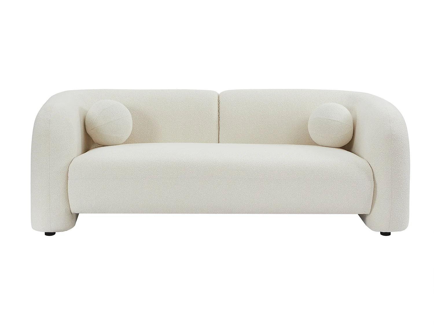 Canapé 2 places en tissu bouclette blanc ivoire OVOTAS