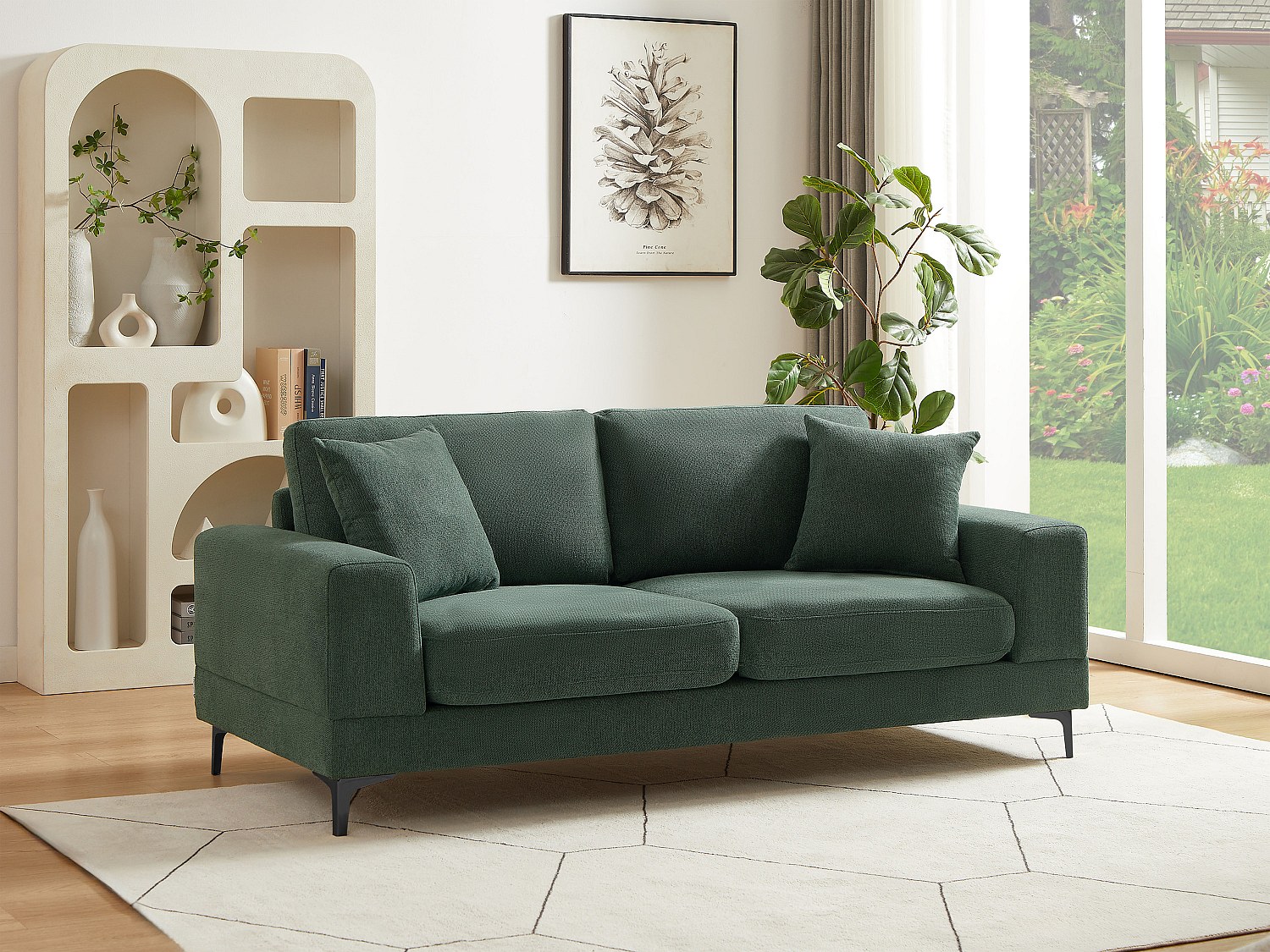 Sofa 2-Sitzer – Strukturstoff – Grün – JAMOLO günstig online kaufen