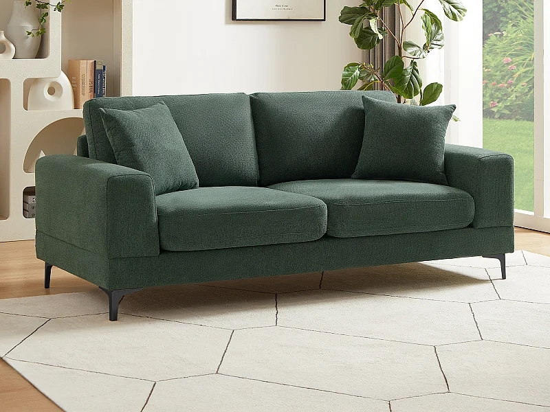 Canapé 2 places en tissu texturé vert JAMOLO