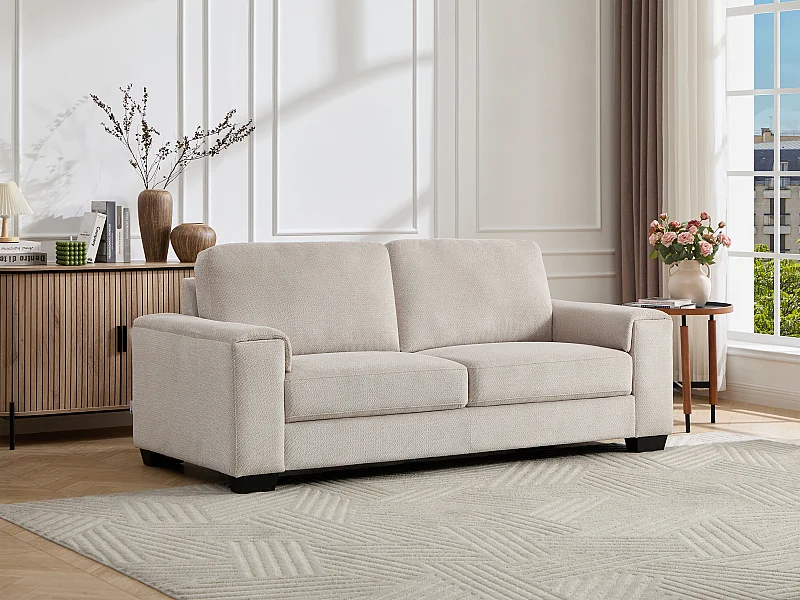 Divano 3 posti in tessuto testurizzato beige - EMBAPO