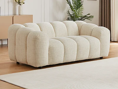 Tweezitsbank in beige chenillestof NELIMAR
