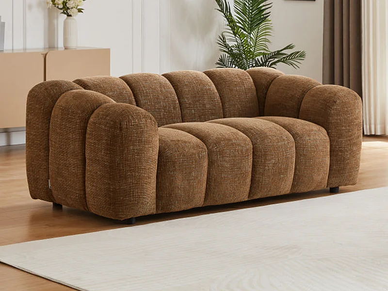 Canapé 2 places en tissu chenille marron NELIMAR