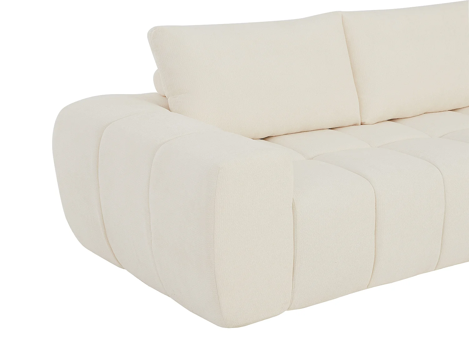 Canapé d'angle droit en tissu texturé beige LAVEZO