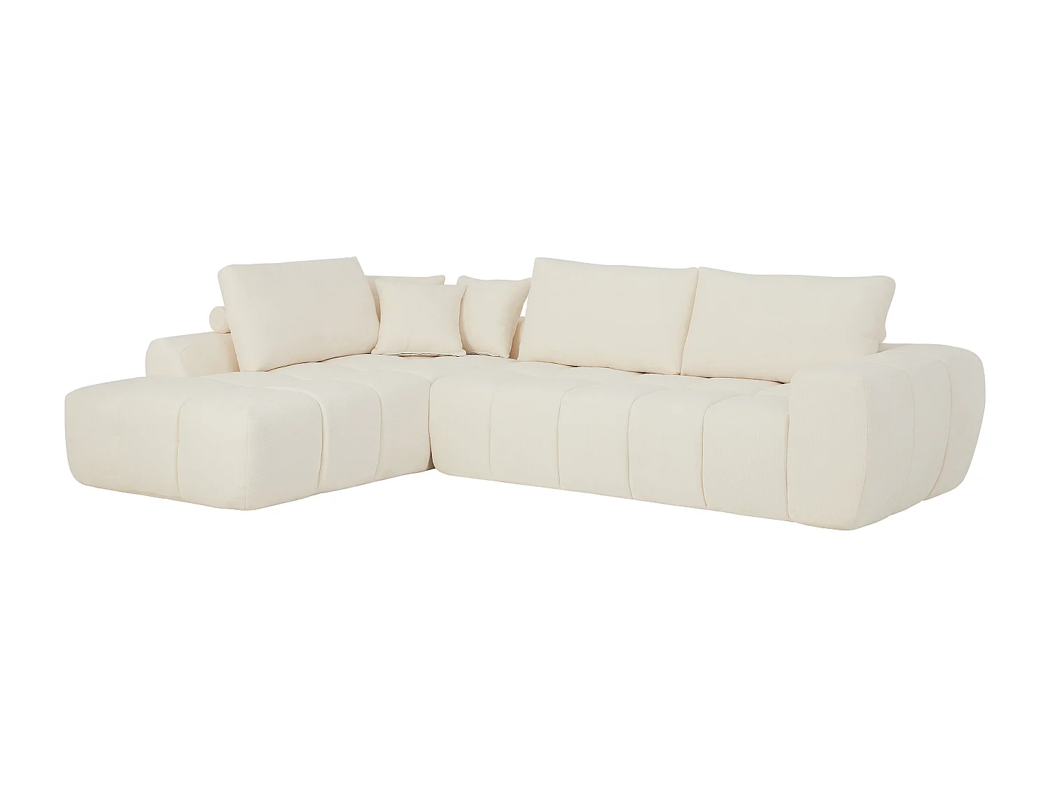 Canapé d'angle gauche en tissu texturé beige LAVEZO