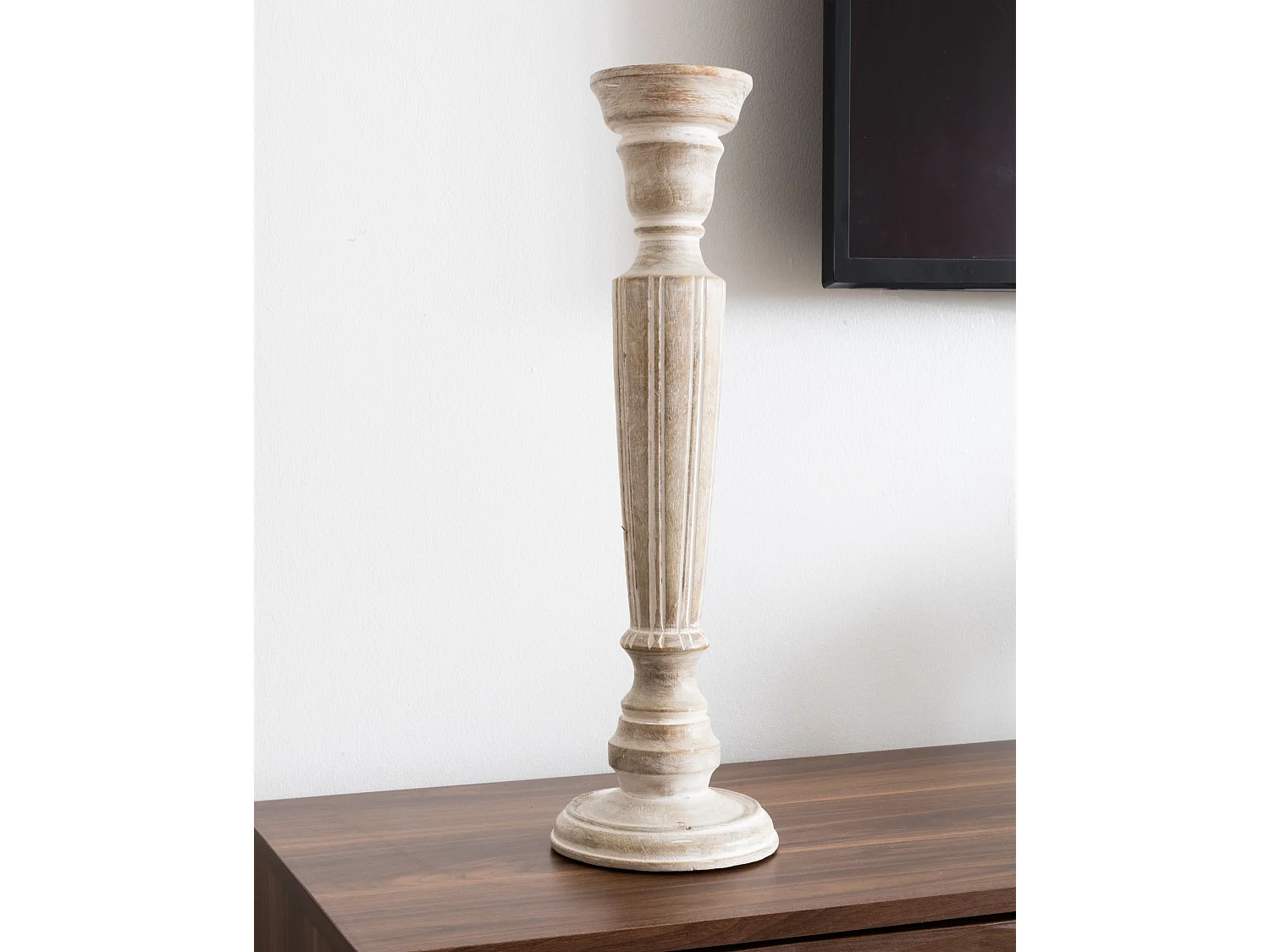 Bougeoir MALLAWI 50 cm Bois de manguier Marron clair