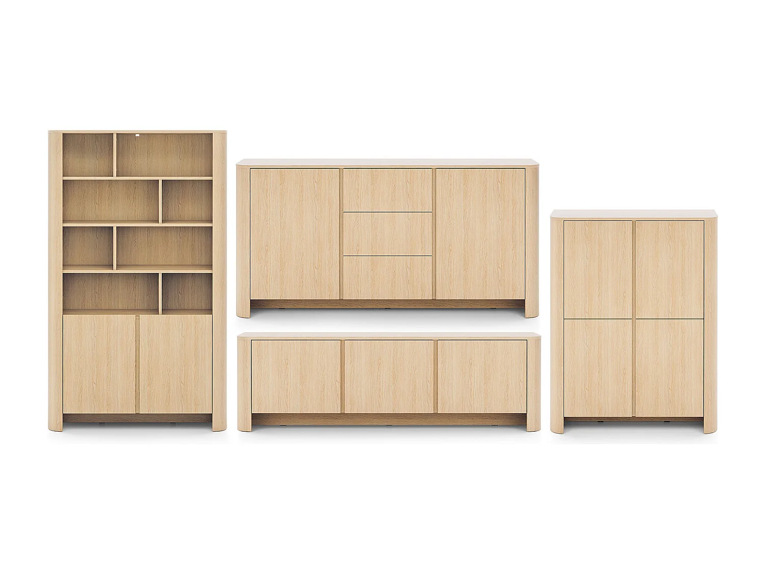 WOHNZIMMER-SET Bari Eiche Vicenza (4er-Set)