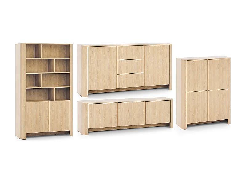 WOHNZIMMER-SET Bari Eiche Vicenza (4er-Set)