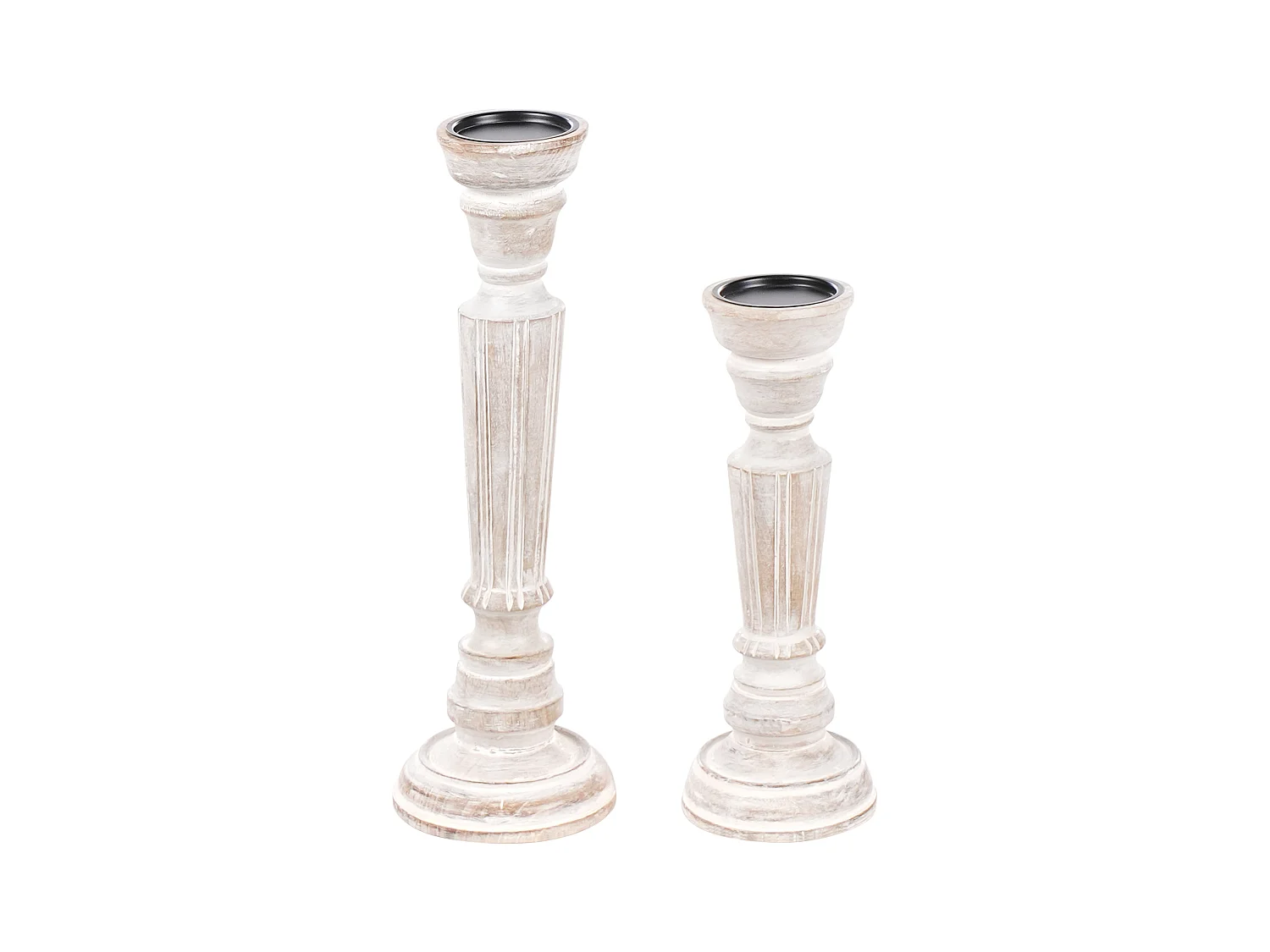 Lot de 2 bougeoirs DARWA Bois de manguier 30/40 cm Marron clair