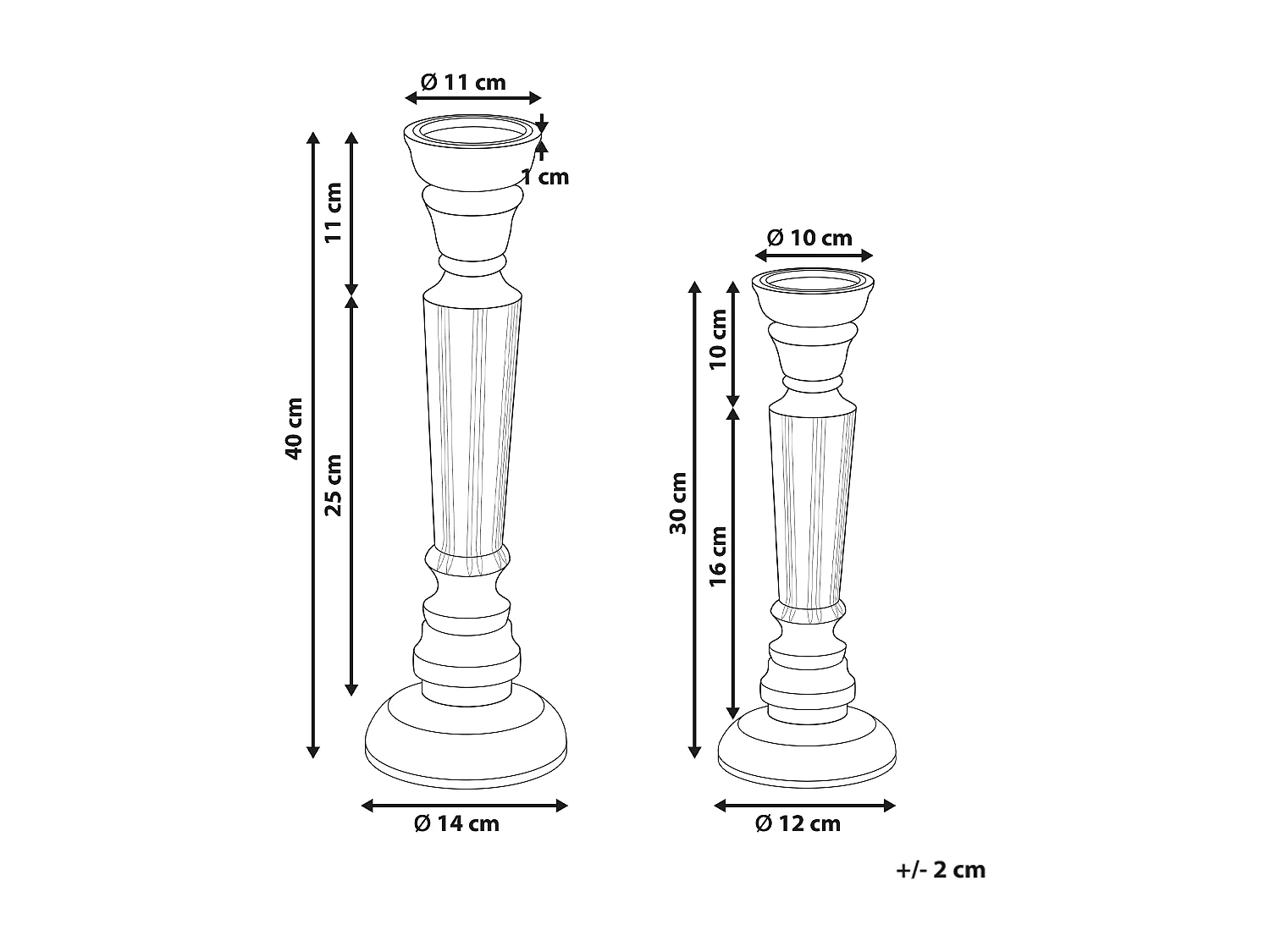Lot de 2 bougeoirs DARWA Bois de manguier 30/40 cm Marron clair
