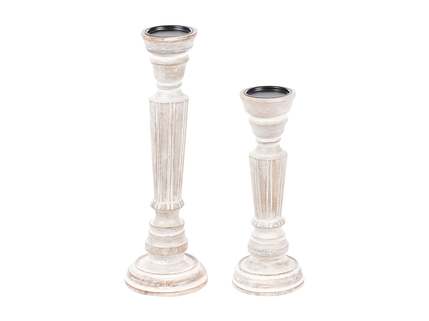 Lot de 2 bougeoirs DARWA Bois de manguier 30/40 cm Marron clair