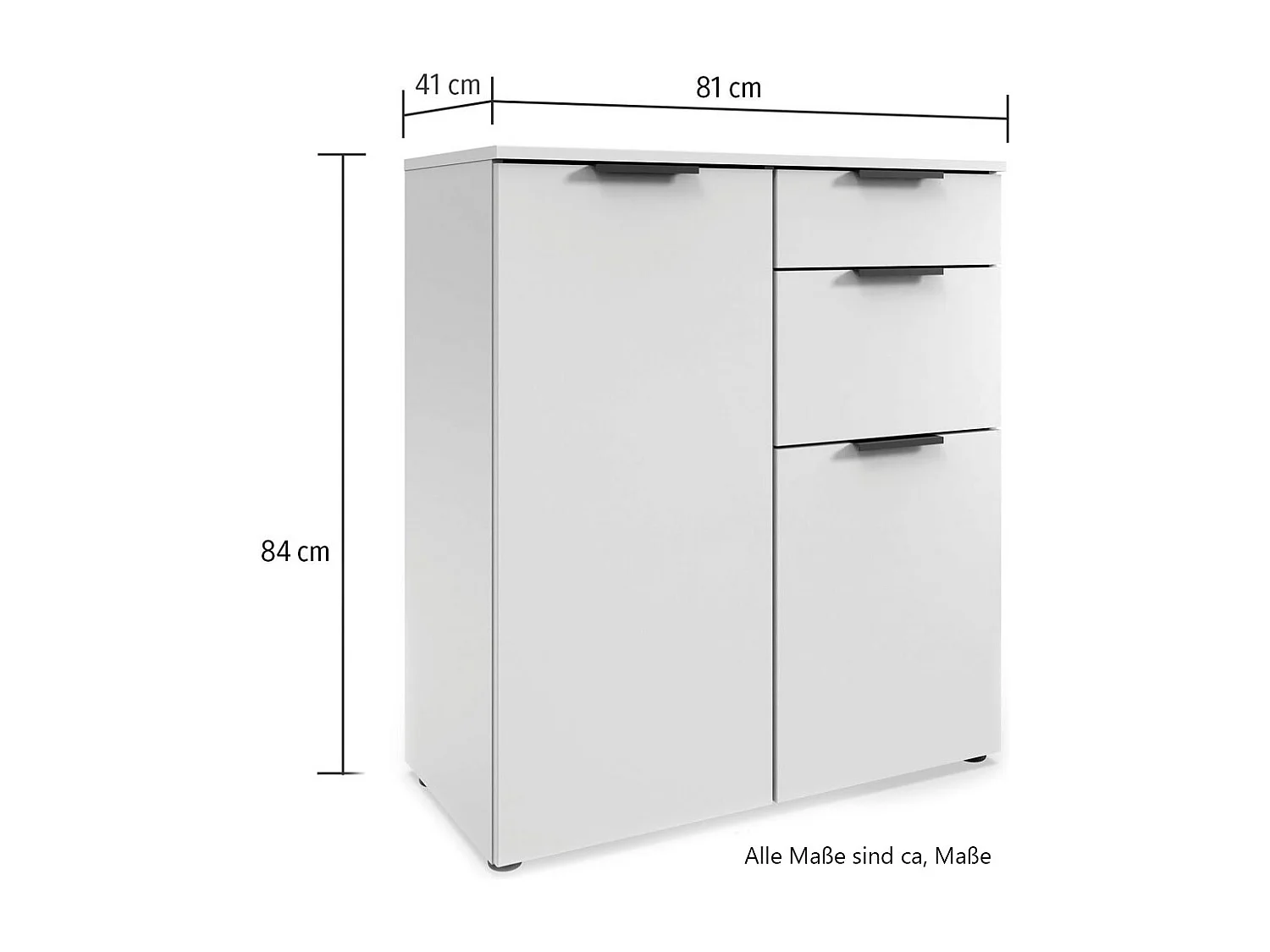 KOMBIKOMMODE Level weiß 81 / 41 / 84cm