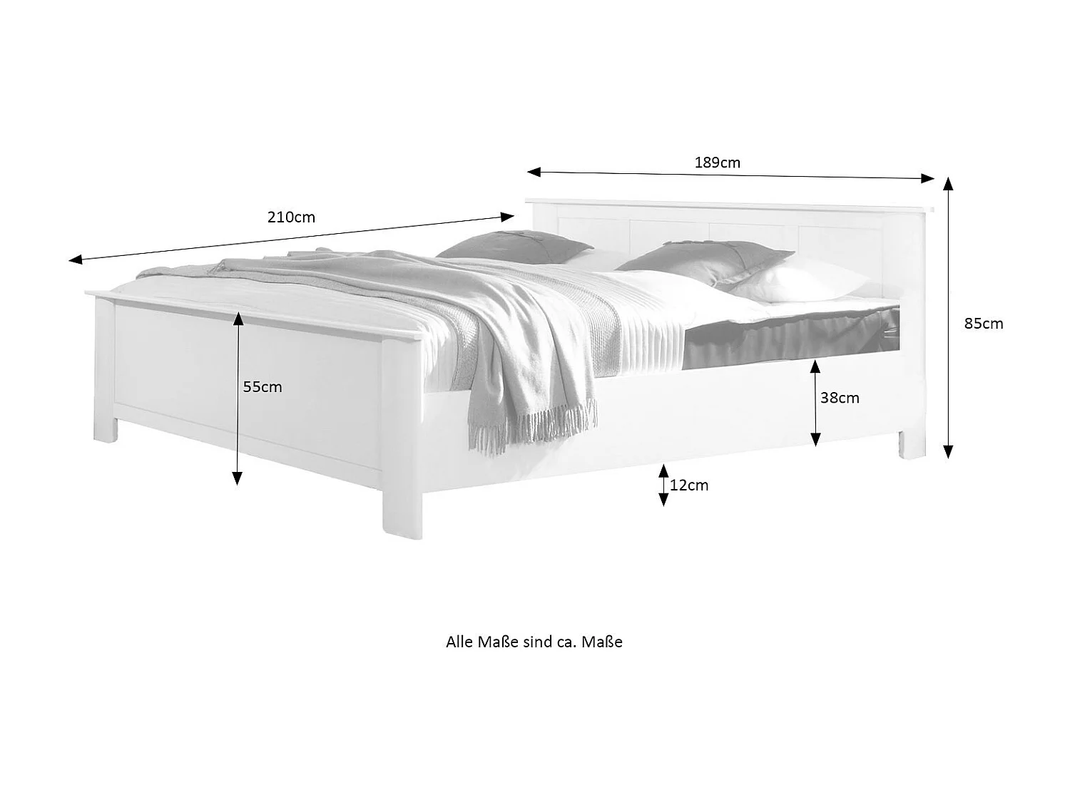 BETT Chalet weiß 189 / 210 / 85cm