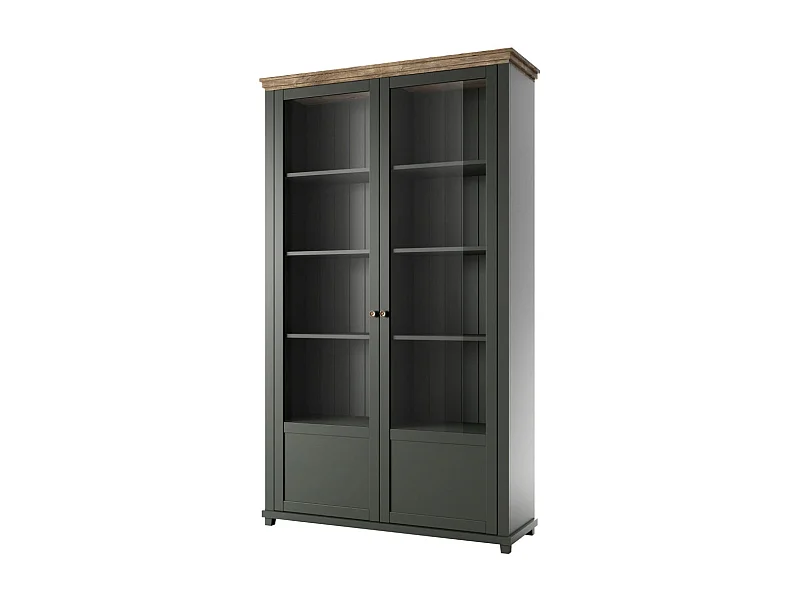 VITRINE Elda Grün / Eiche Lefkas 126 / 42 / 200 cm