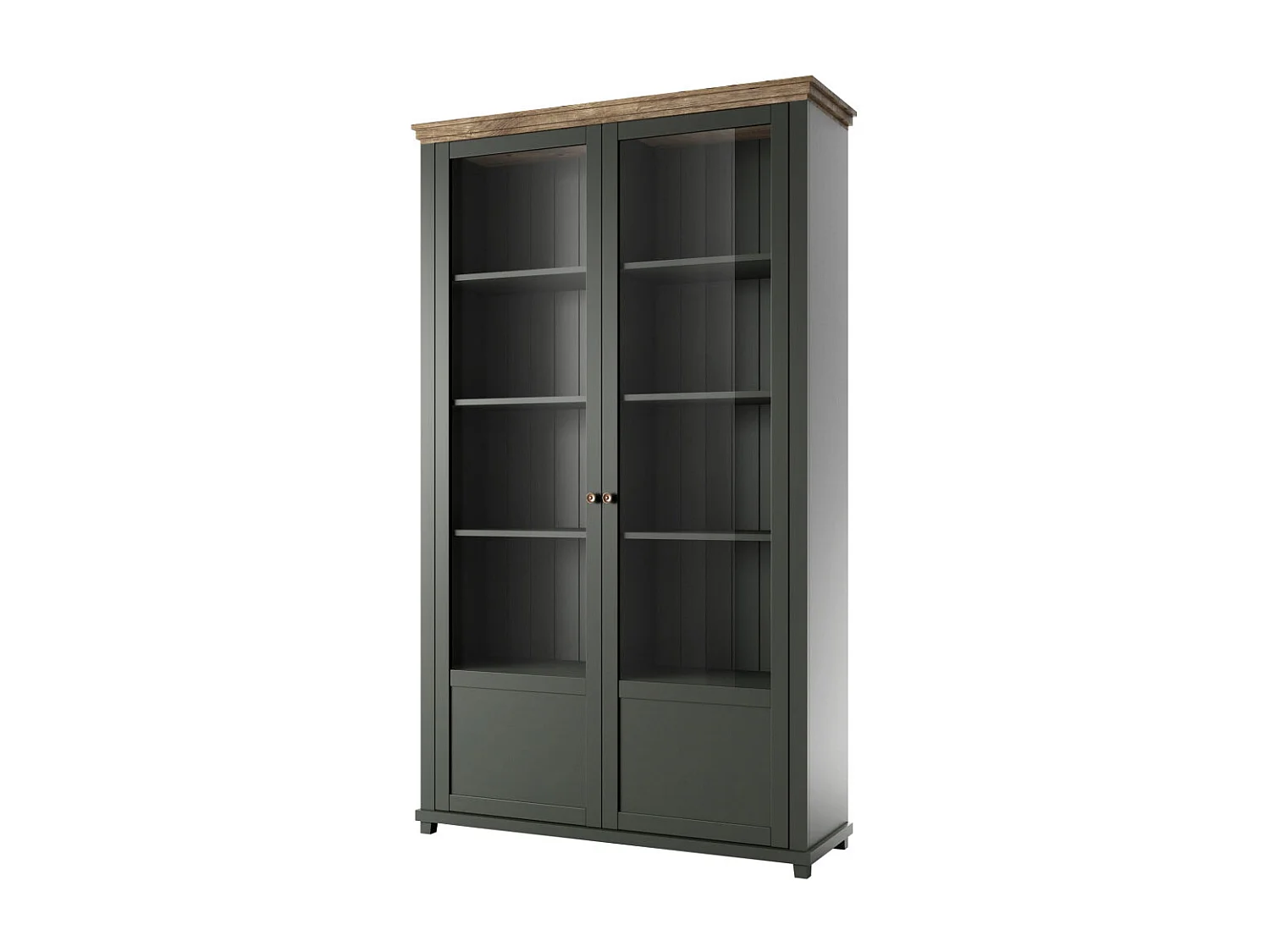 VITRINE Elda Grün / Eiche Lefkas 126 / 42 / 200 cm