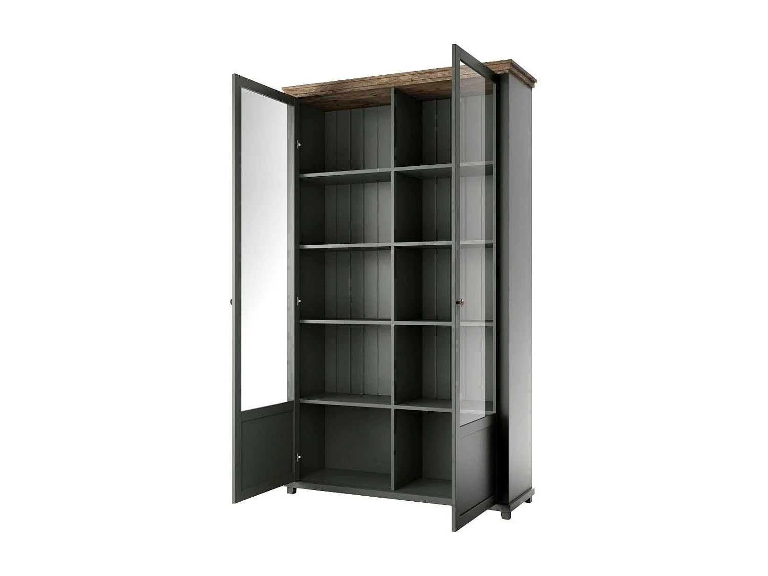 VITRINE Elda Grün / Eiche Lefkas 126 / 42 / 200 cm