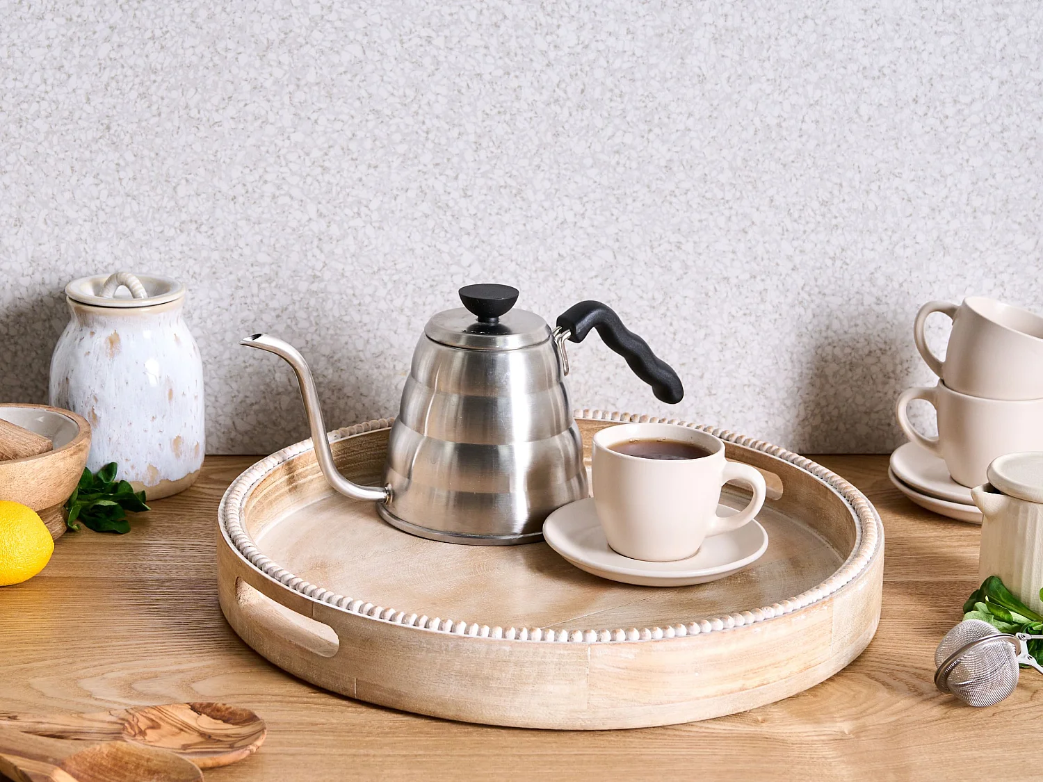 Plateau de service DAMANHUR Bois de manguier Marron clair