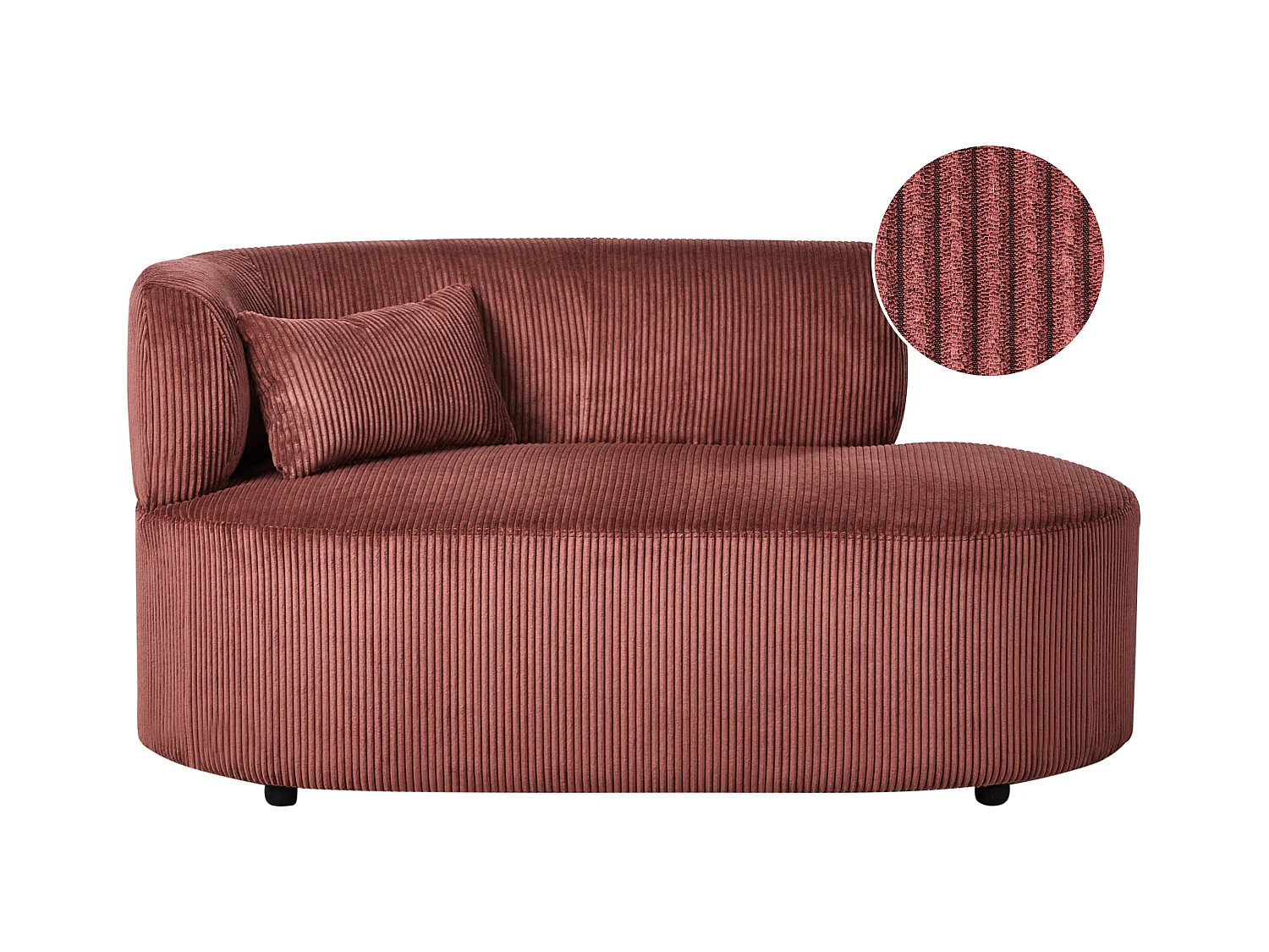 Chaise longue côté droite VANVEY Velours côtelé Rouge
