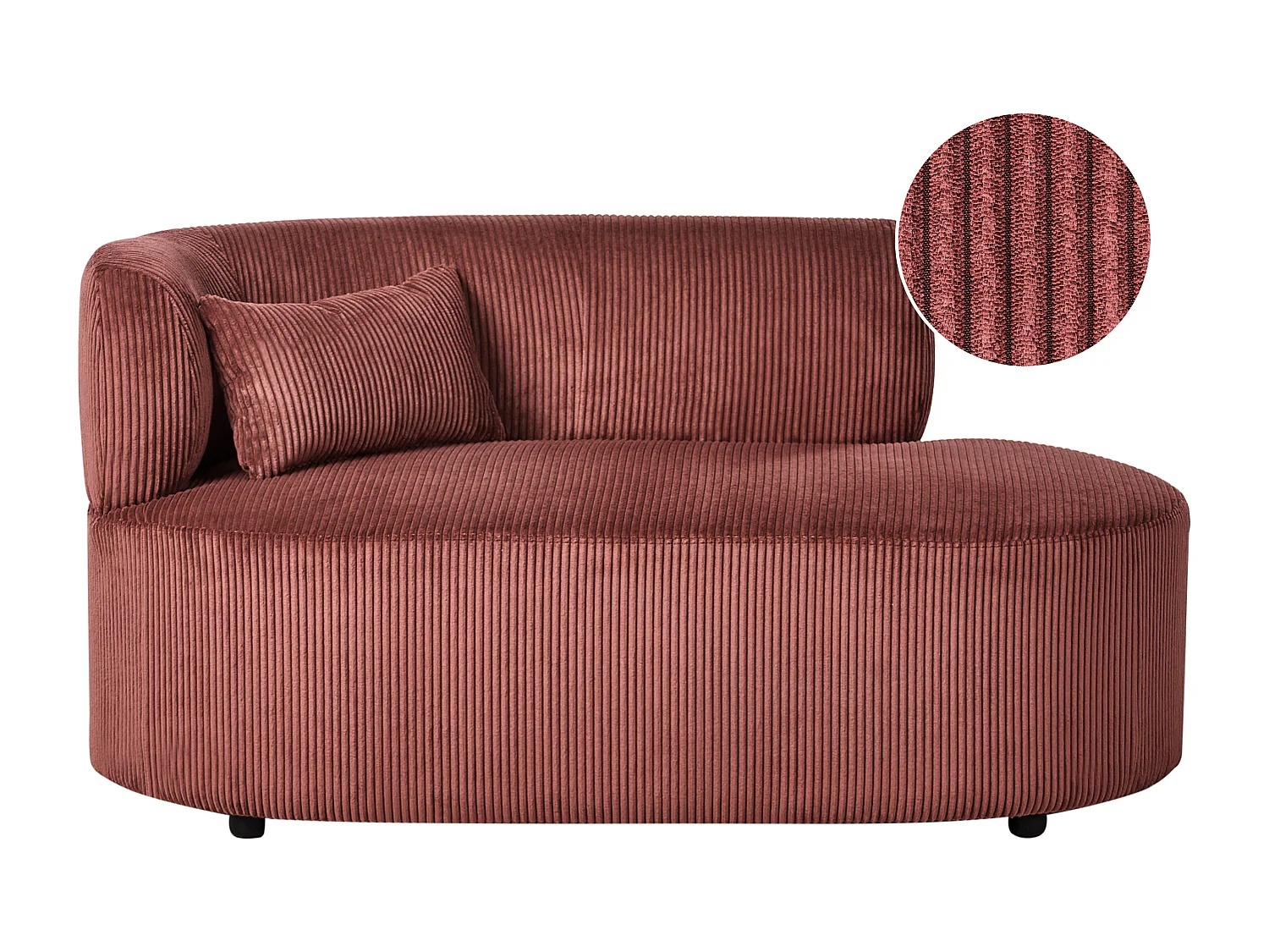 Chaise longue côté droite VANVEY Velours côtelé Rouge