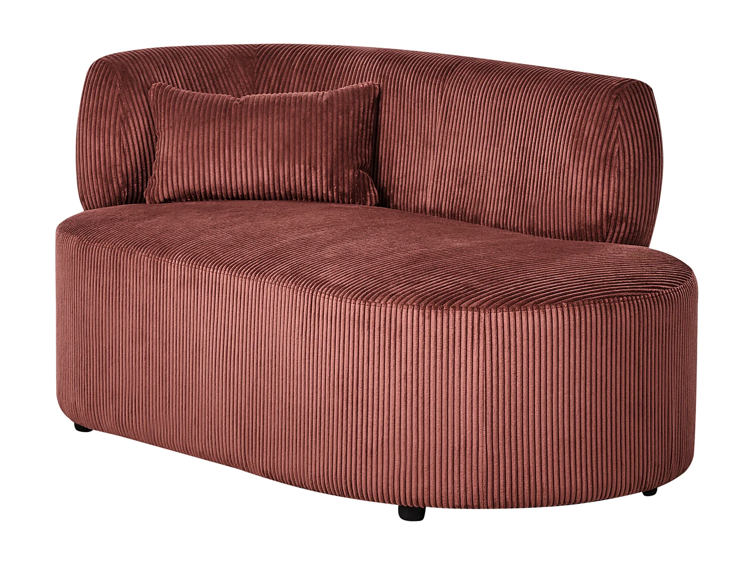 Chaise longue côté droite VANVEY Velours côtelé Rouge