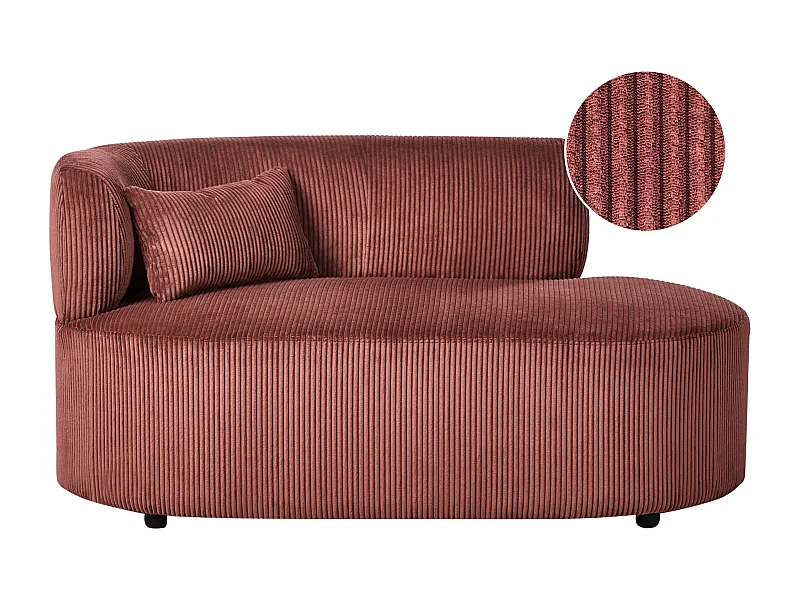 Chaise longue côté gauche VANVEY Velours côtelé Rouge