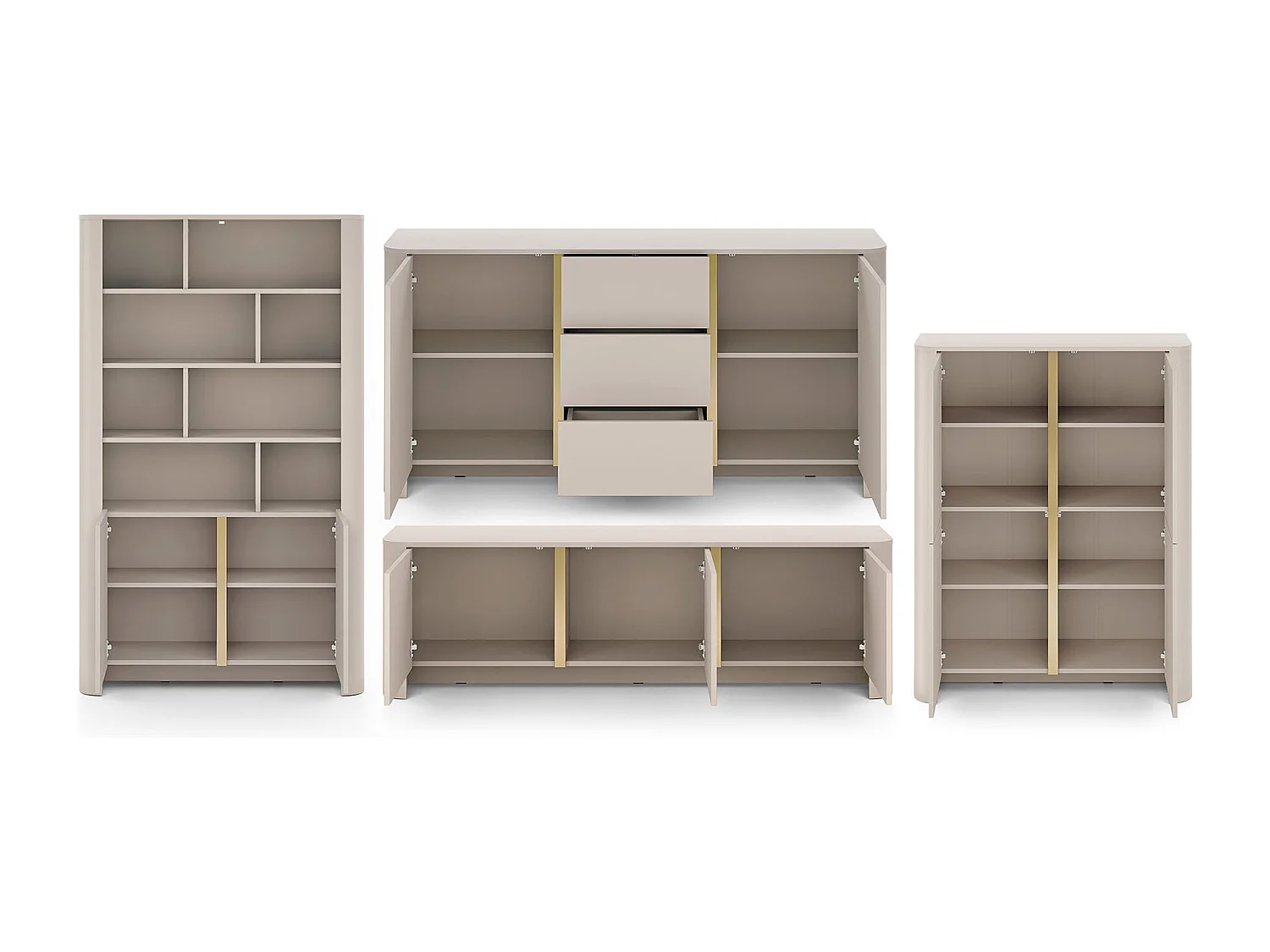 WOHNZIMMER-SET Bari Kaschmir / Gold (4er-Set)