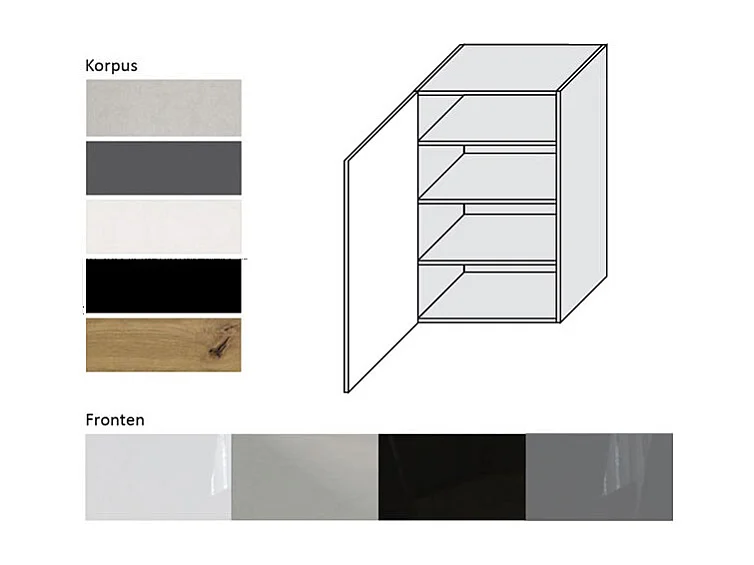 KÜCHENHÄNGESCHRANK Essen W4/60/1 Grau Hochglanz / Lava Matt 60 / 32,5 / 96cm