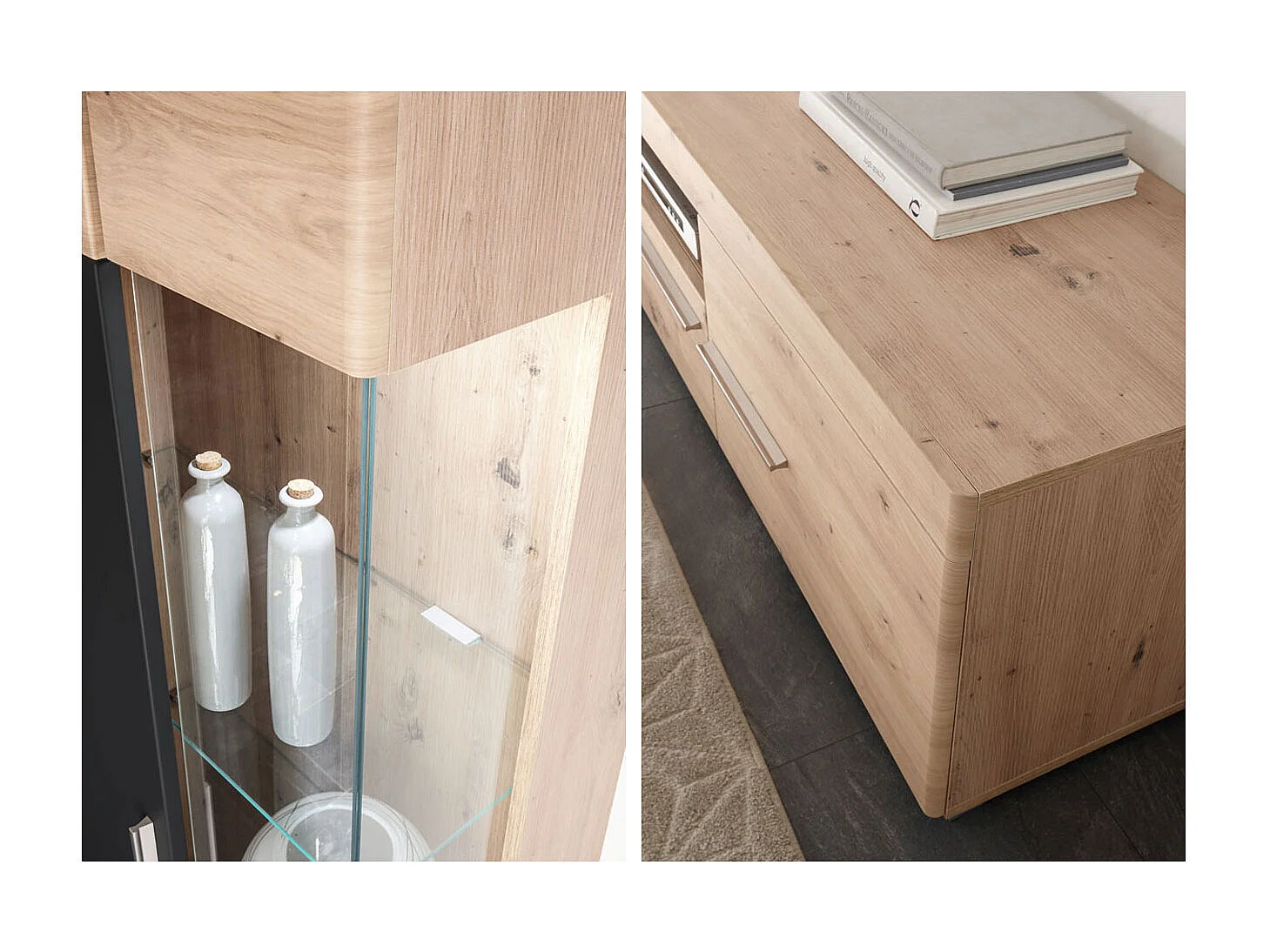 WOHNWAND Space Eiche Artisan / cosmos grey 3-teilig