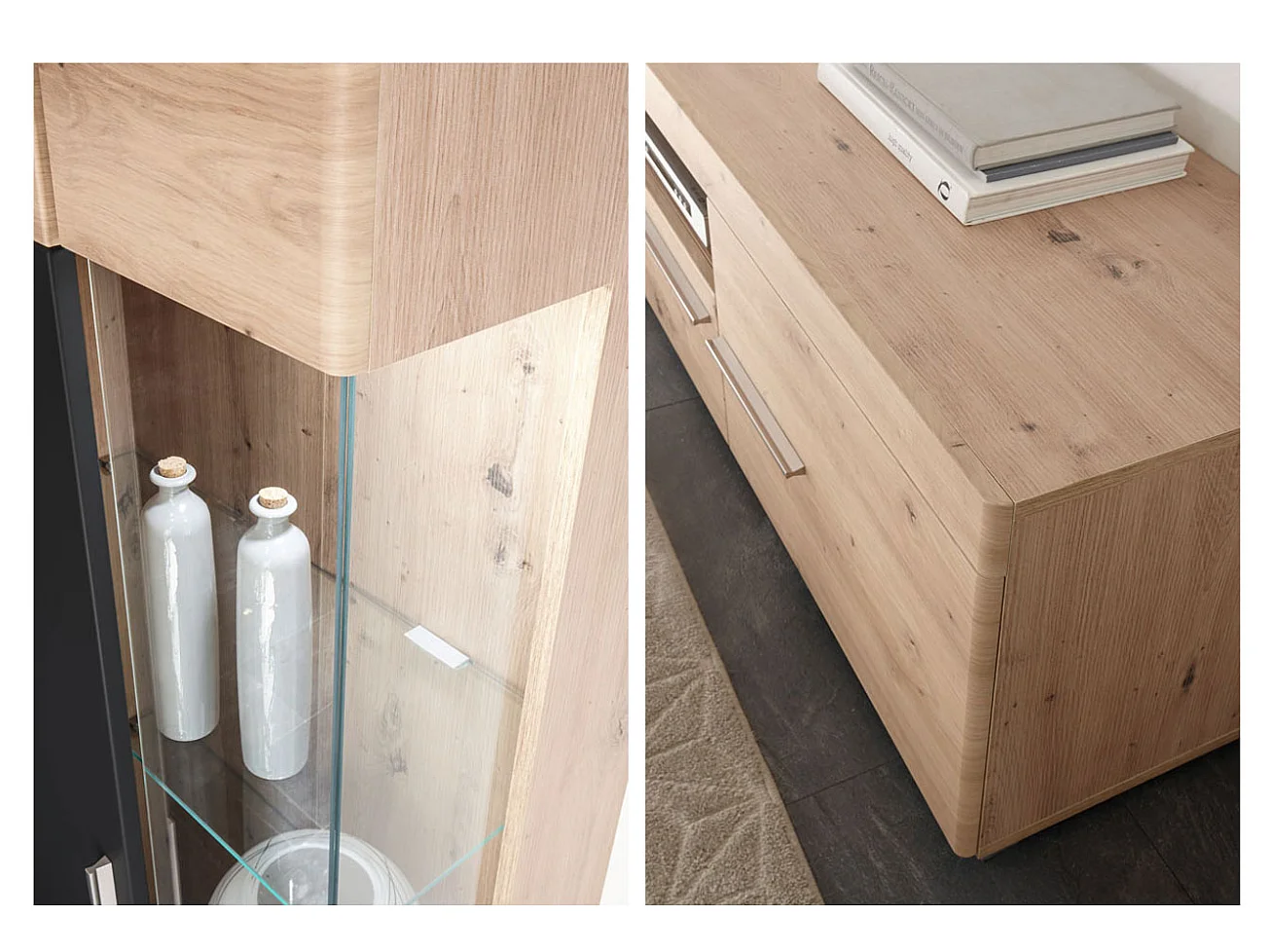 WOHNWAND Space Eiche Artisan / cosmos grey 3-teilig