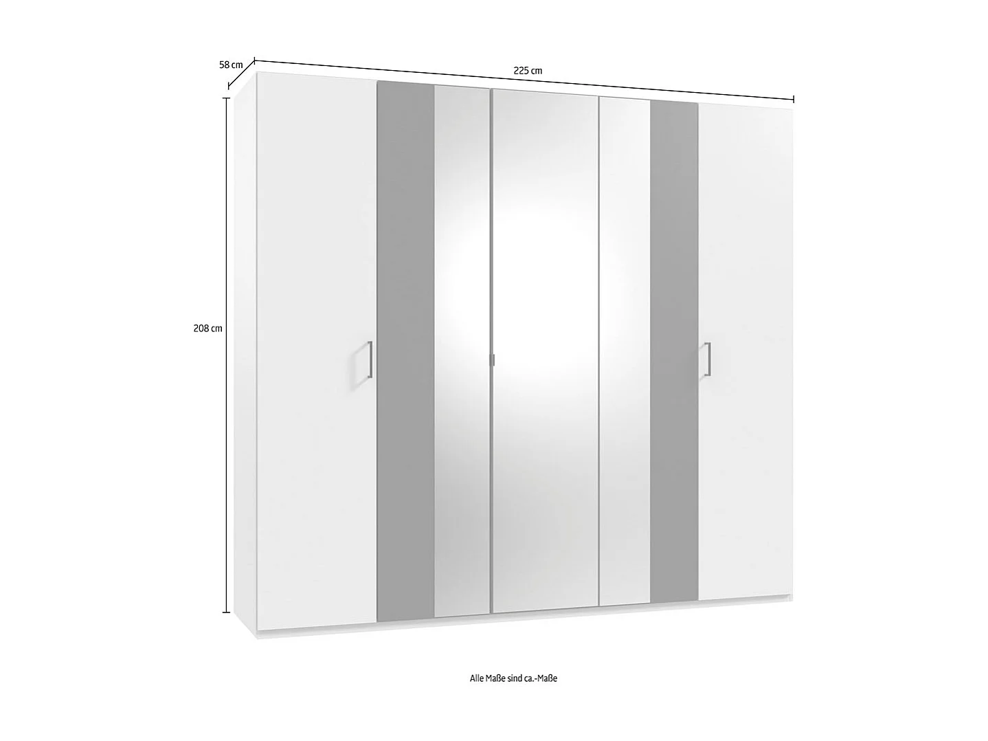DREHTÜRENSCHRANK Kreta weiß / graphit 225 / 58 / 208cm