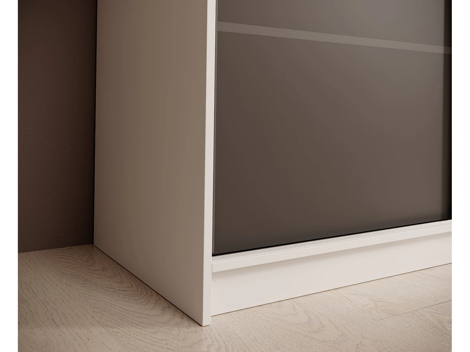 Kleiderschrank Walter (200cm)/Schiebetüren/Spiegel/Weiss&Schwarz