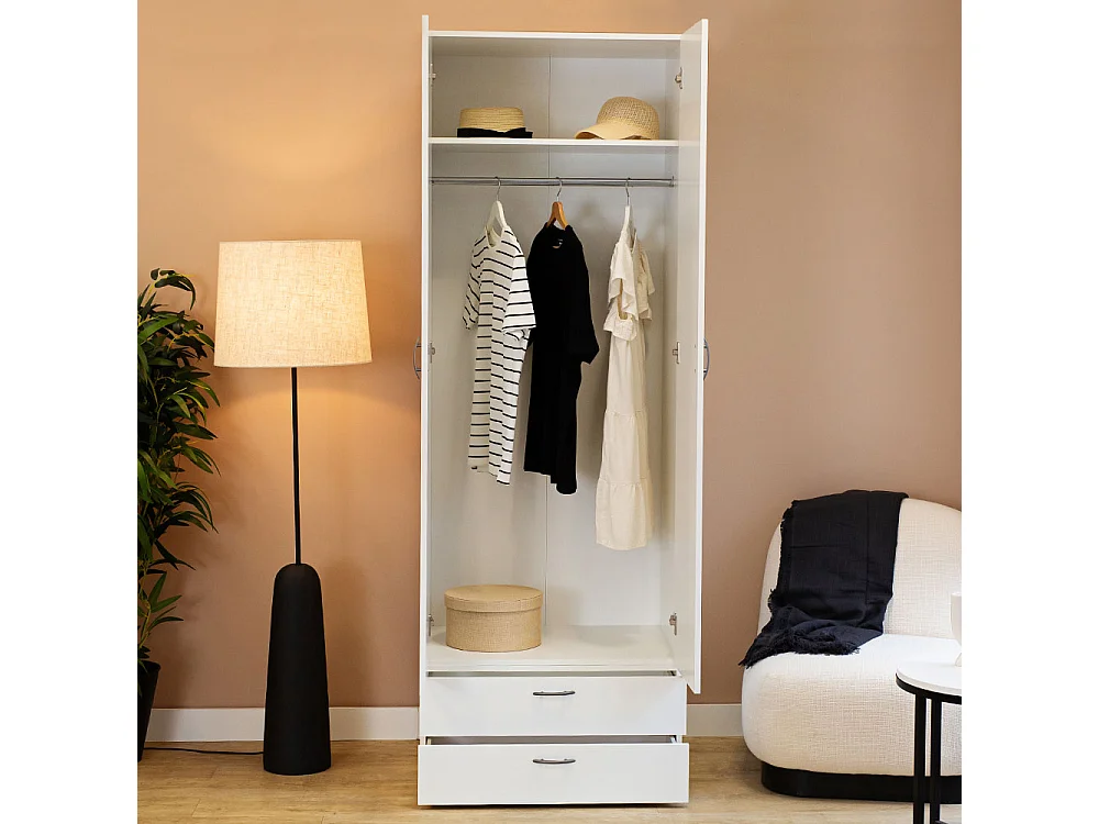 KLEIDERSCHRANK Basic Weiß 74 / 52 / 214 cm