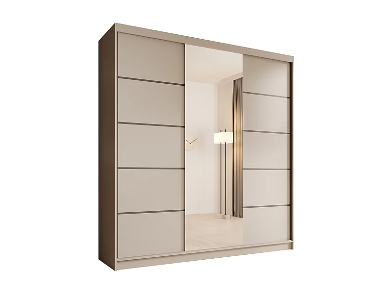 Armoire Walter (200cm)/portes coulissantes/miroir/Beige