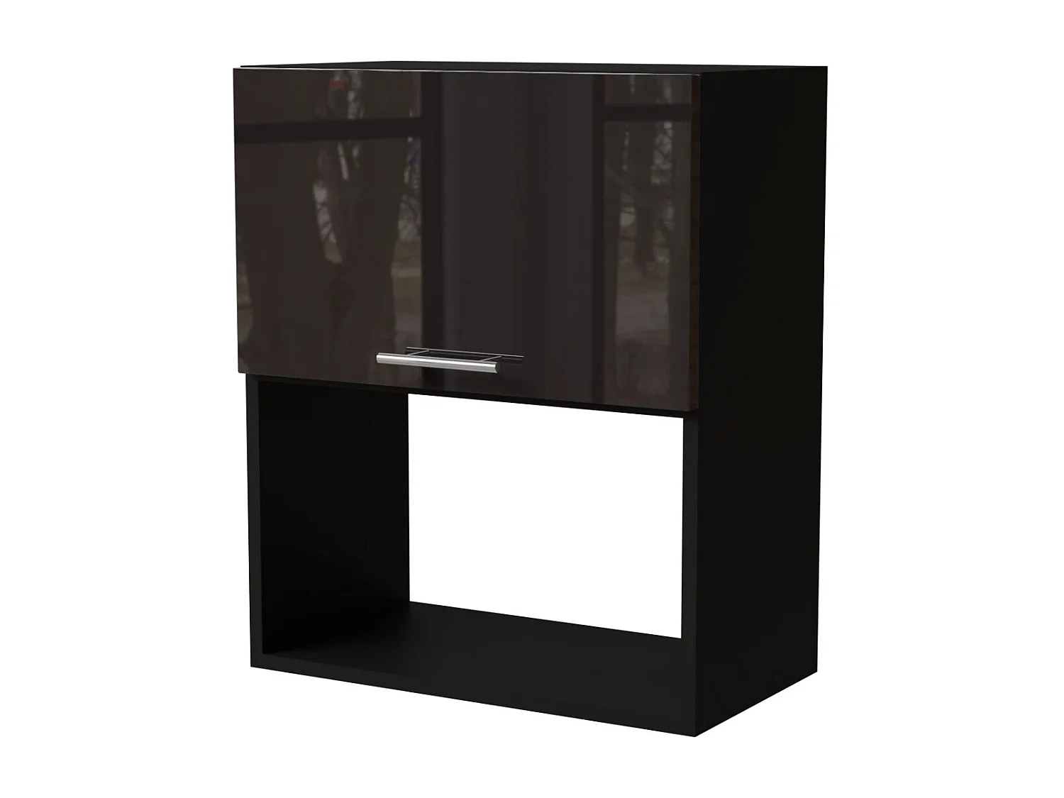 MIKROWELLENUMBAUSCHRANK Essen W2MK/60 Schwarz Hochglanz / Schwarz Matt 60 / 32,5 / 72cm