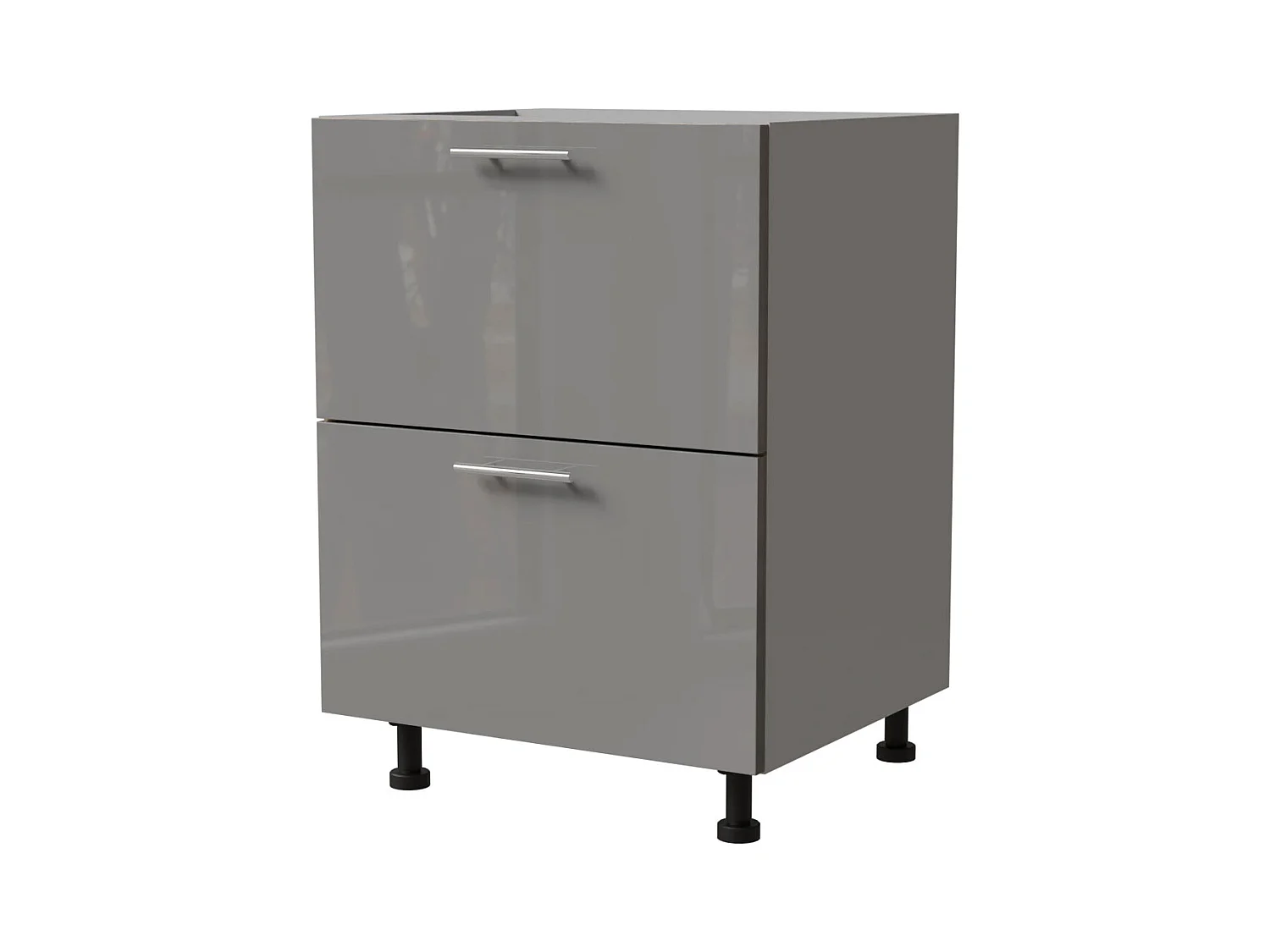 SCHUBLADENUNTERSCHRANK Essen D2A/60/1A Grau Hochglanz / Grau Matt 60 / 50 / 82cm